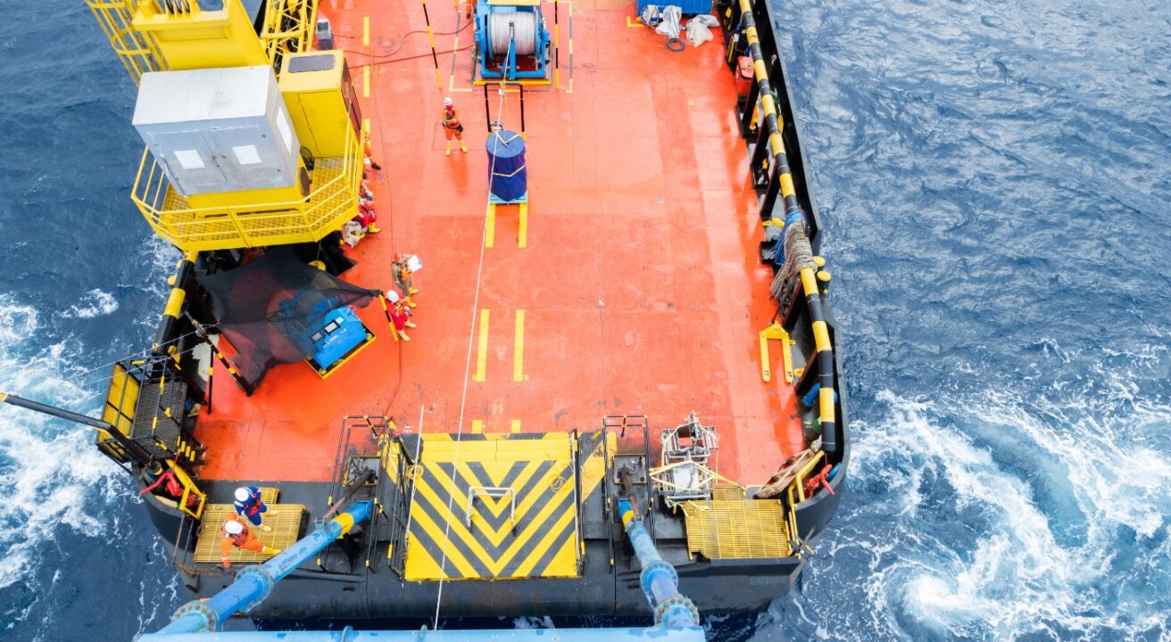Offshore vessel winch A-frame